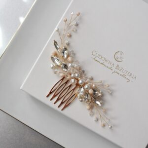 Ozdoba do włosów z dodatkiem kremowych kryształów FIONA