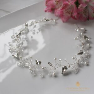 Wianek, ślubna ozdoba, opaska do włosów w kolorze srebrnym