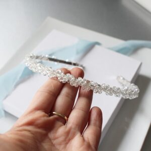 Ślubna opaska, tiara do włosów z kryształkami BELL