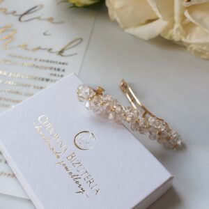 Kryształowa spinka do włosów - złota spinka do fal