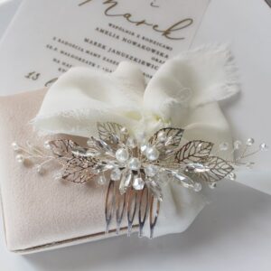 Grzebyk do włosów z listkami WALERIA z perełami