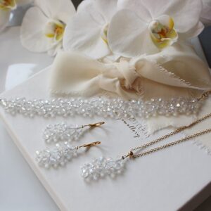 Zestaw biżuterii RIO łańcuszek, bransoletka, kolczyki Crystal Ab ze złotem