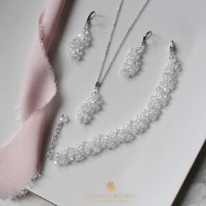 Zestaw biżuterii RIO łańcuszek, bransoletka, kolczyki Crystal Ab