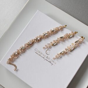 Złota biżuteria ślubna PRIMA bransoletka i kolczyki