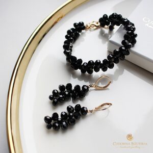 RIO bransoletka i kolczyki czarny zestaw biżuterii
