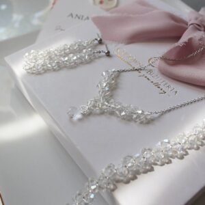 Zestaw biżuterii ślubnej BELL z naszyjnikiem srebrny komplet