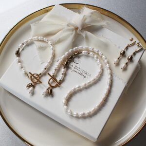 Zestaw biżuterii z perłami kolekcja WISH choker bransoletka kolczyki