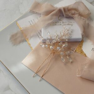 Kokówka, kryształowa ozoba do włosów złota