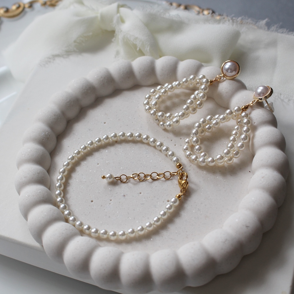 Bransoletka ślubna z perełkami jeden sznur pereł do KAMELIA, VIV - obrazek 2