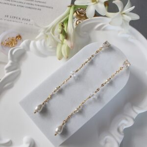 Kolczyki ślubne z kryształami i perełkami kolekcja IRIS