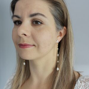 Zestaw biżuterii ślubnej bransoletka i kolczyki z kryształami i perełkami kolekcja IRIS