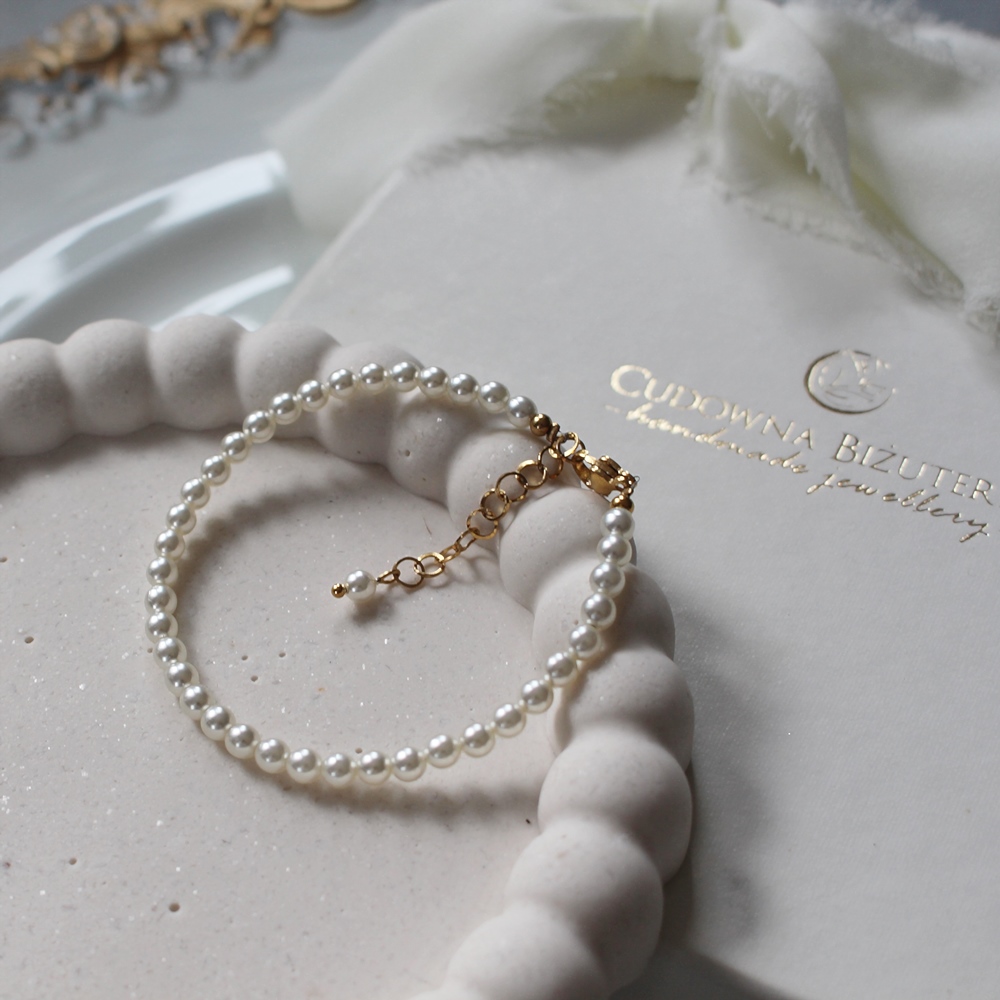 Bransoletka ślubna z perełkami jeden sznur pereł do KAMELIA, VIV