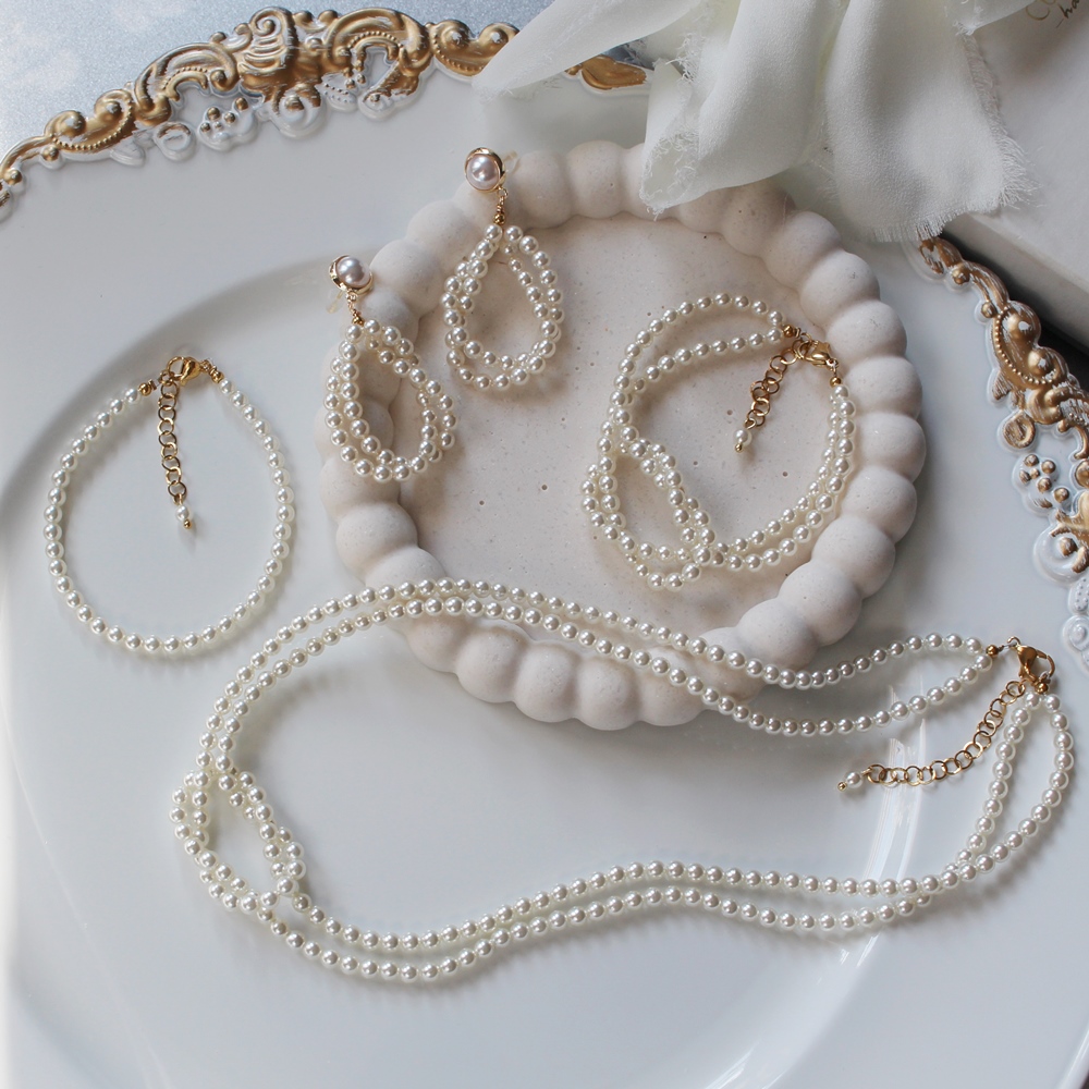 Bransoletka ślubna z perełkami jeden sznur pereł do KAMELIA, VIV - obrazek 3