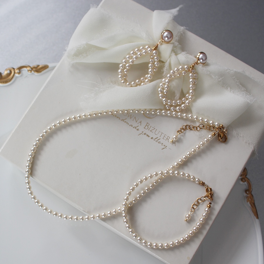 Naszyjnik choker ślubny z perełkami jeden sznur pereł do KAMELIA, VIV - obrazek 4