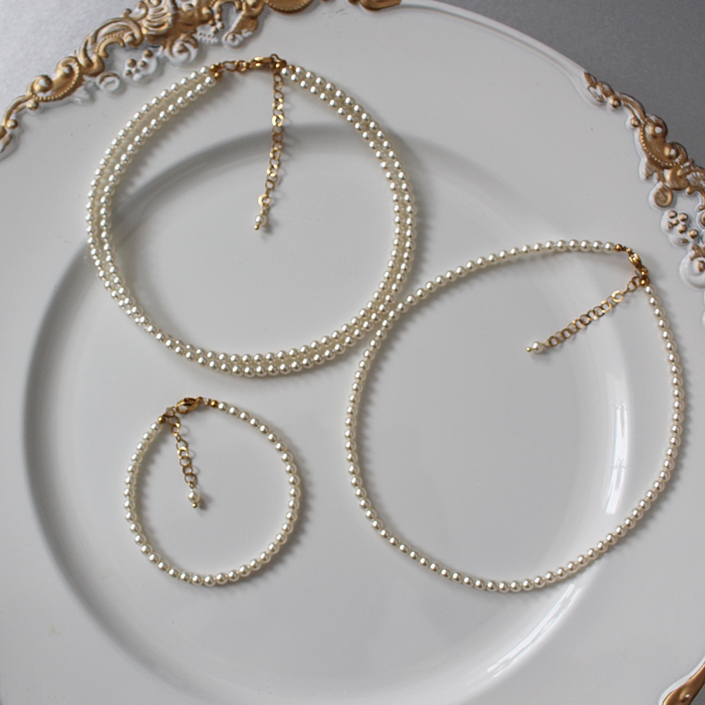 Naszyjnik choker ślubny z perełkami jeden sznur pereł do KAMELIA, VIV - obrazek 5