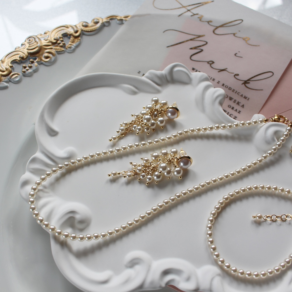 Naszyjnik choker ślubny z perełkami jeden sznur pereł do KAMELIA, VIV - obrazek 2