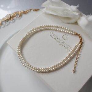 Perłowy choker, krótki naszyjnik ślubny VIV z zapięciem