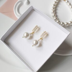 Kolczyki ślubne z perłami VIVIENNE III ozdobne zapięcia