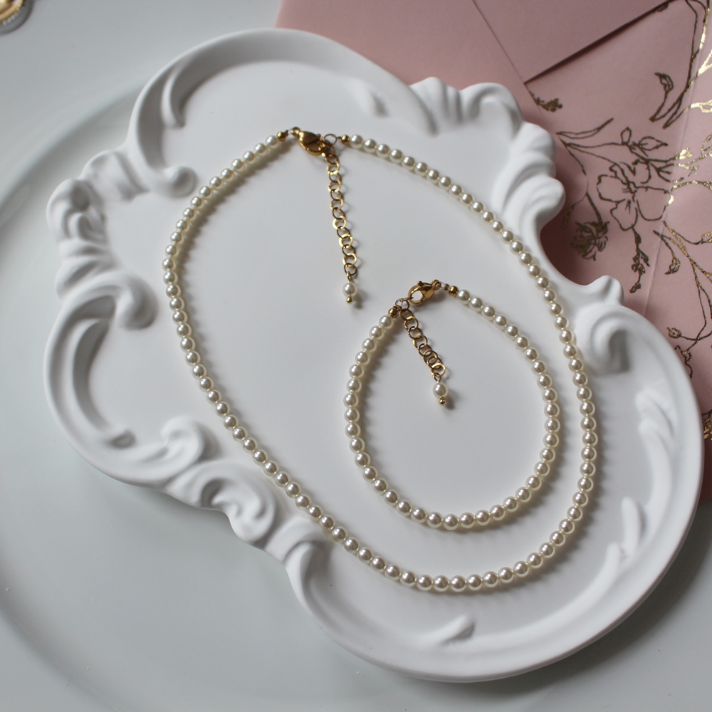 Naszyjnik choker ślubny z perełkami jeden sznur pereł do KAMELIA, VIV - obrazek 7