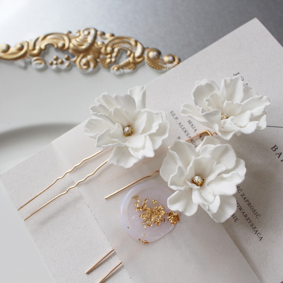 Kokówka FLORIA duży kwiat z cyrkonią - obrazek 3