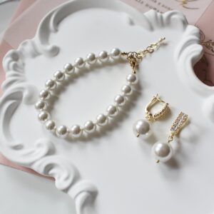 Kolczyki ślubne z perłami VIVIENNE III ozdobne zapięcia