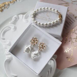 Kolczyki ślubne LEA perły bryłki nieregularne