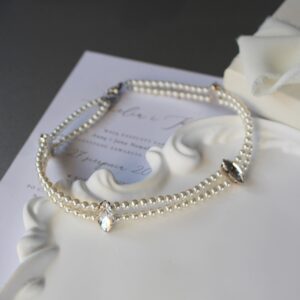 DAFNE choker z perełkami i cyrkoniami wersja srebrna